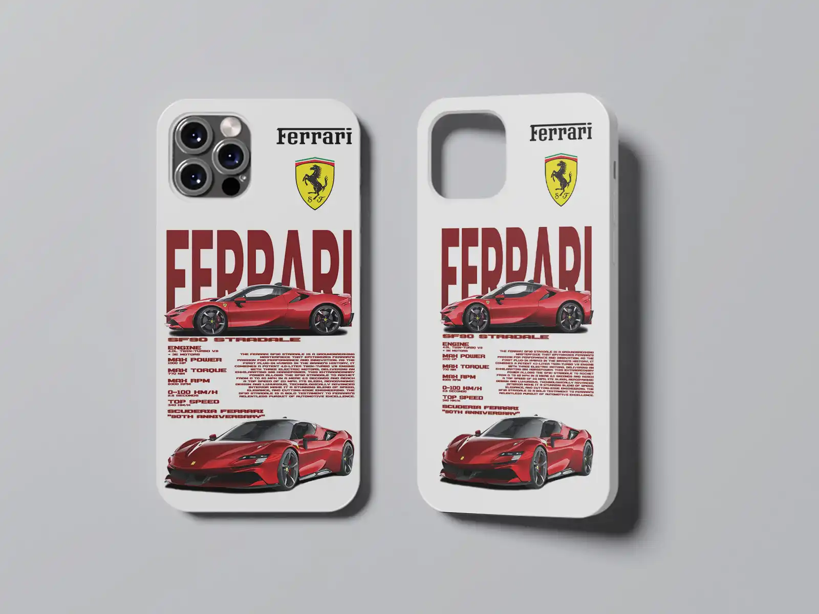 Funda de silicona para iPhone Ferrari SF90 Serie High-End